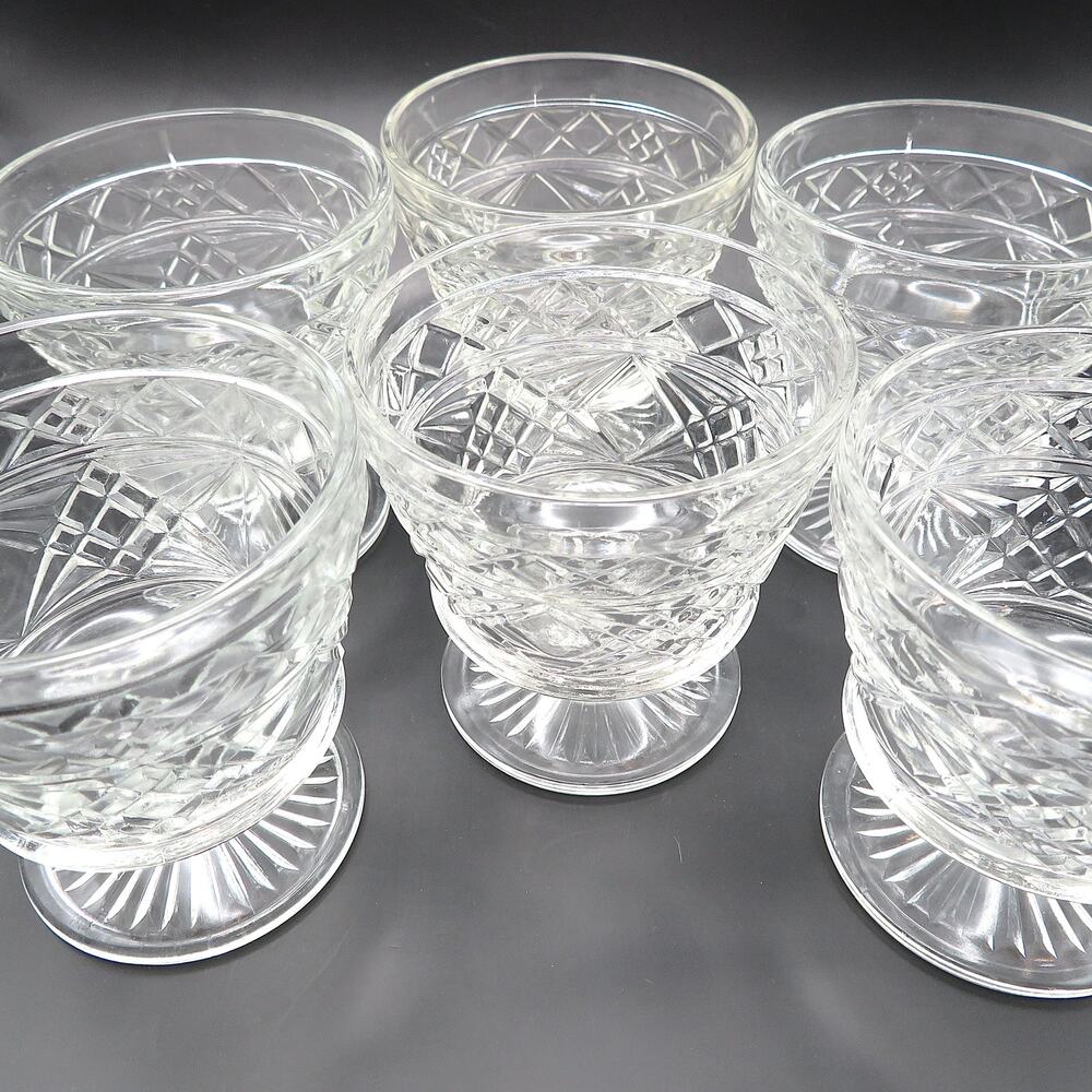 Vintage Hazel Atlas Big Top Peanut Butter Footed Sherbet Glasses Set of 6